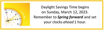 Daylight Savings Time Begins 2023 graphic
